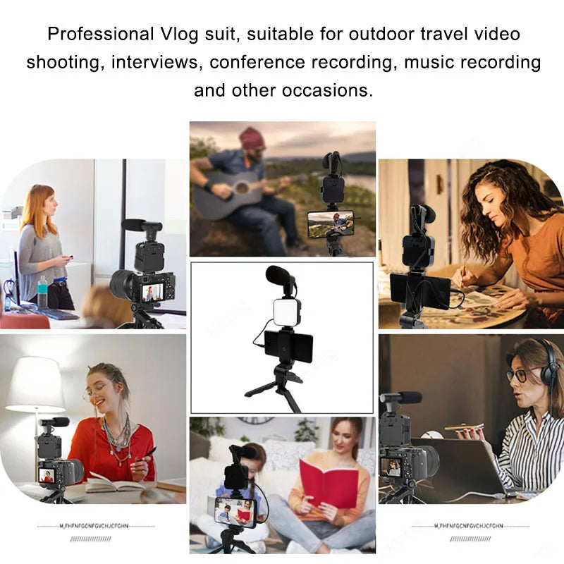 5 in 1 Vlogging Kit with Fill Light Microphone Tripod