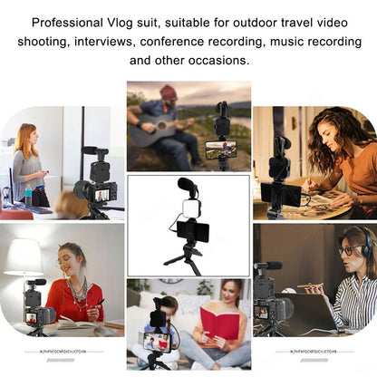 5 in 1 Vlogging Kit with Fill Light Microphone Tripod