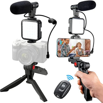 5 in 1 Vlogging Kit with Fill Light Microphone Tripod